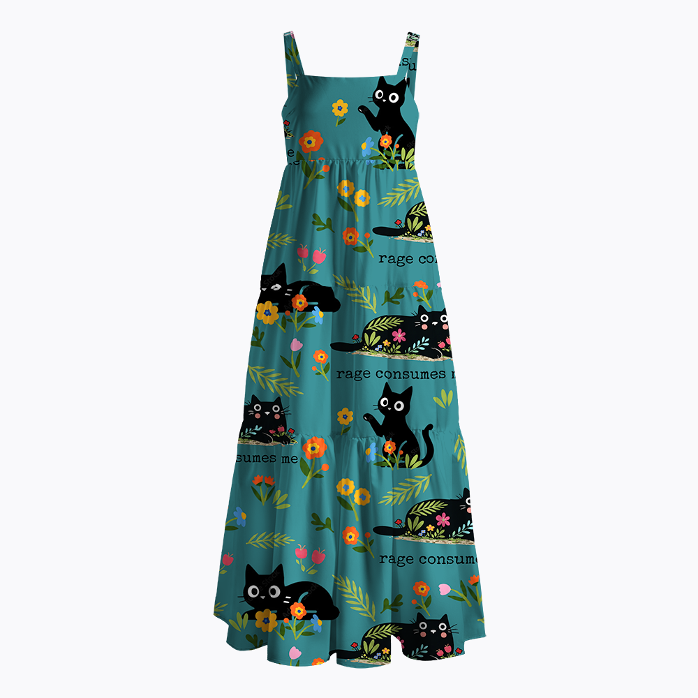Rage Consumes Me Cat Maxi Dress