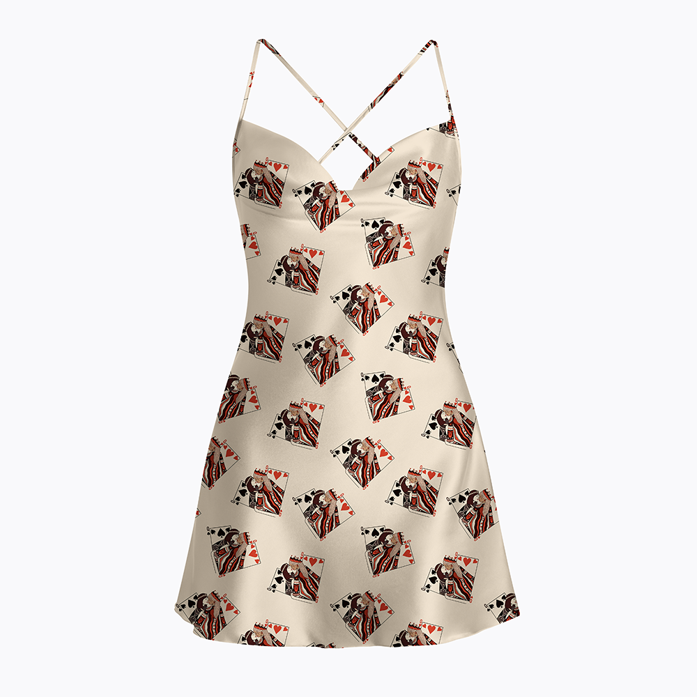Sapphic Lesbian Satin Cross Back Mini Dresses
