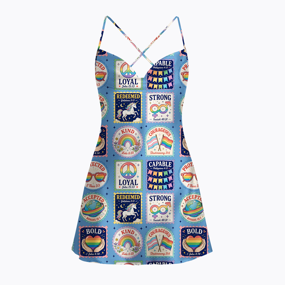 God Says I Am LGBT Satin Cross Back Mini Dresses