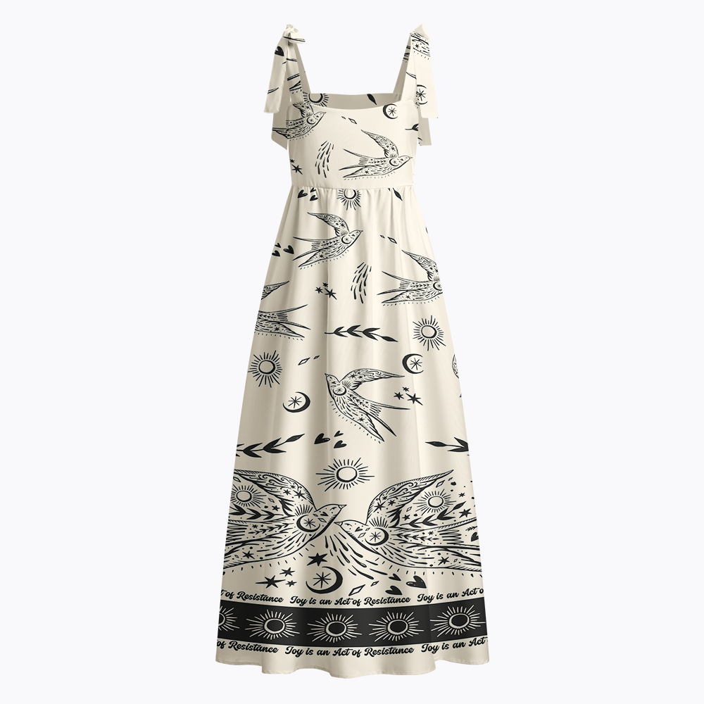 Joy is an Act of Resistance Tie Shoulder Maxi Dress