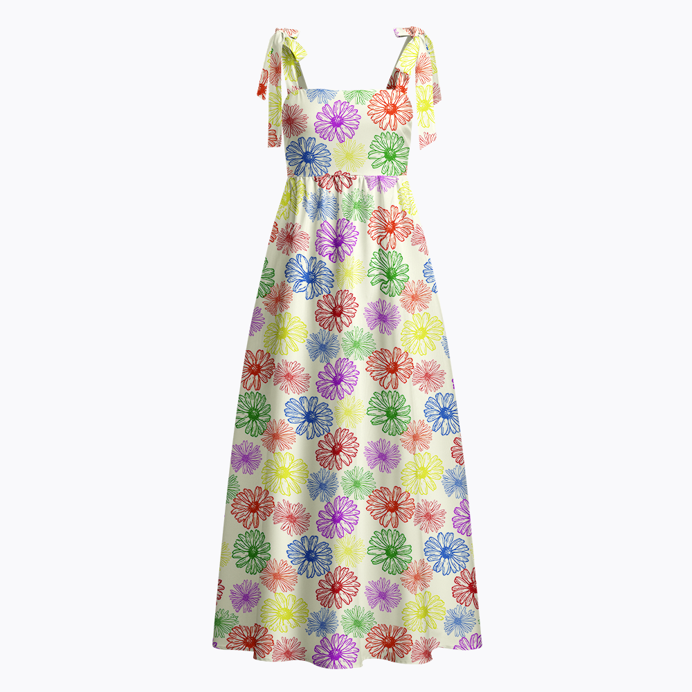 Charming Daisy Field Tie Shoulder Maxi Dress