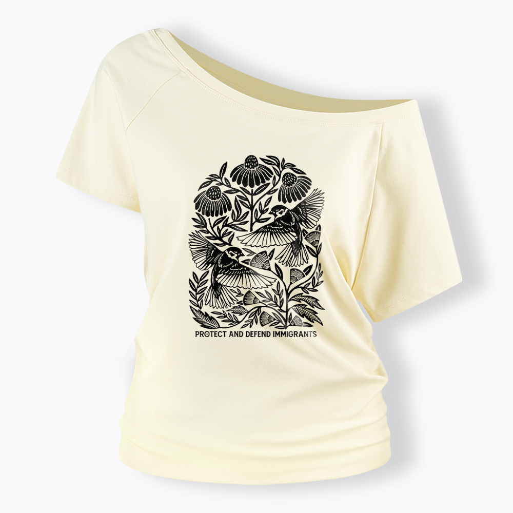 Protect and Defend Immigrants Off Shoulder T-shirts