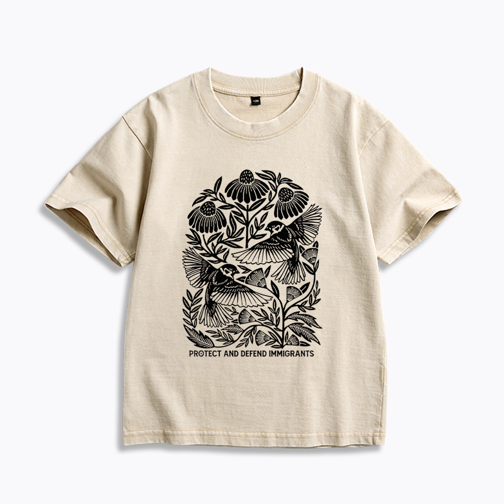 Protect and Defend Immigrants Kids Washed T-Shirts