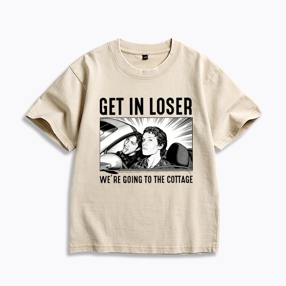Get In Loser We're Going To The Cottage Kids Washed T-Shirts