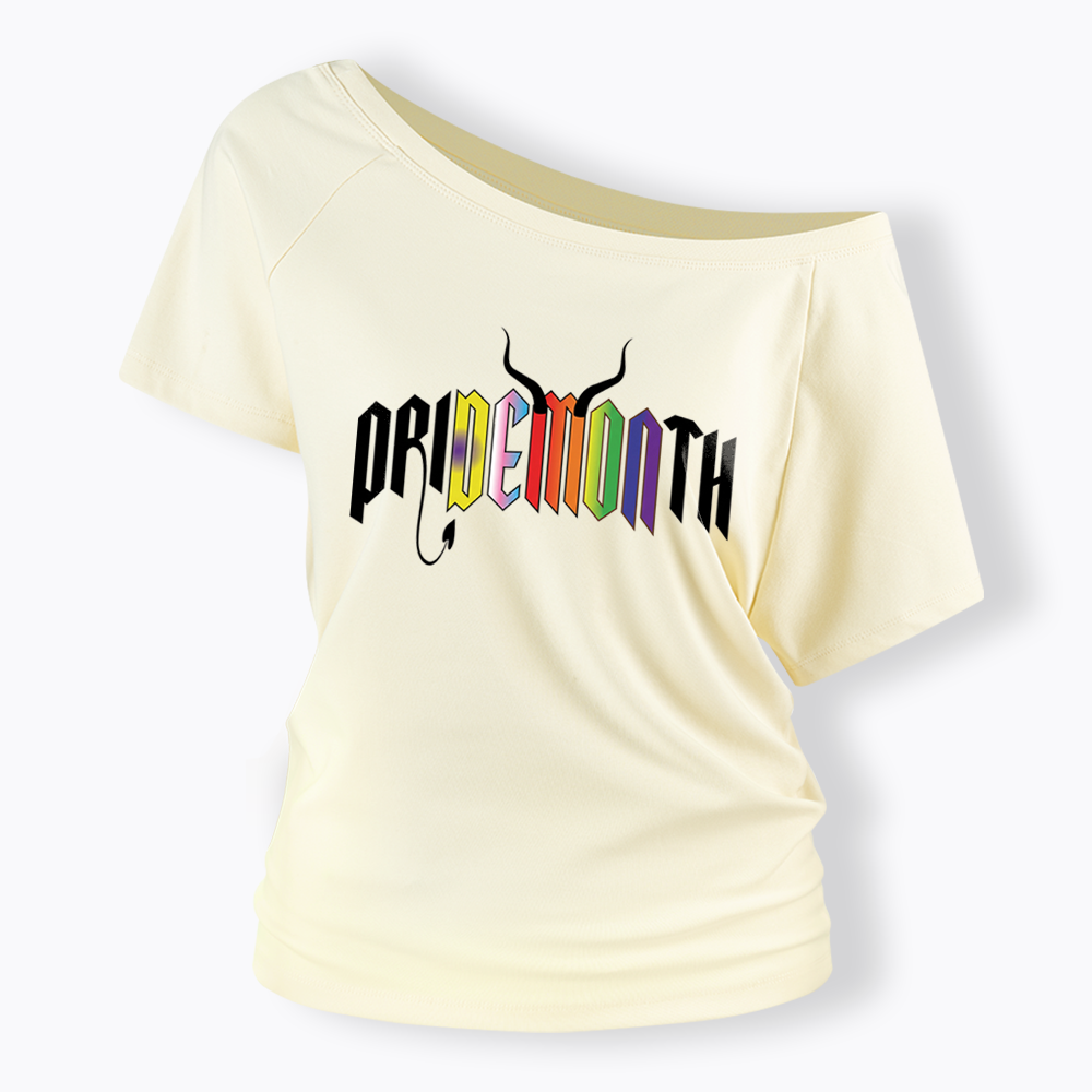 Pridemonth Demon Vibes Rainbow  Off Shoulder T-shirt