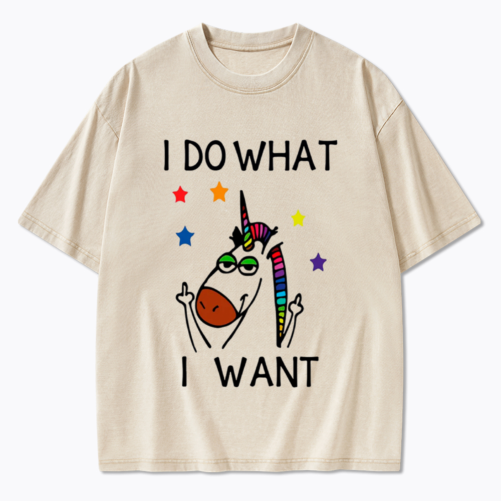 I Do What I Want Unicorn Lesbian Gay LGBTQ+ Washed T-Shirt