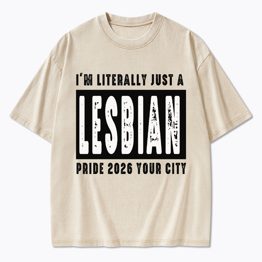 Personalized Location Lesbian Pride Washed T-Shirt