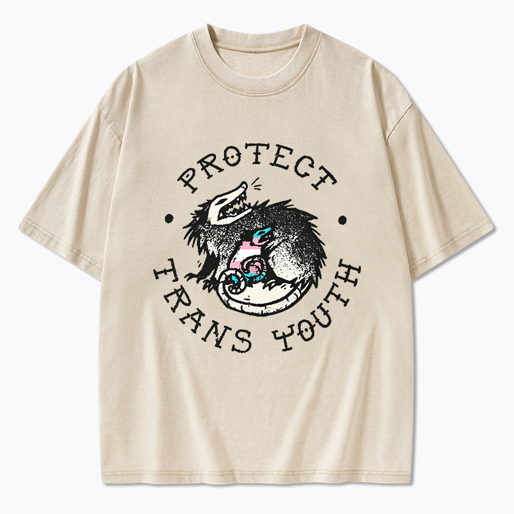 Protect Trans Youth Opossum Support Transgender Washed T-Shirt
