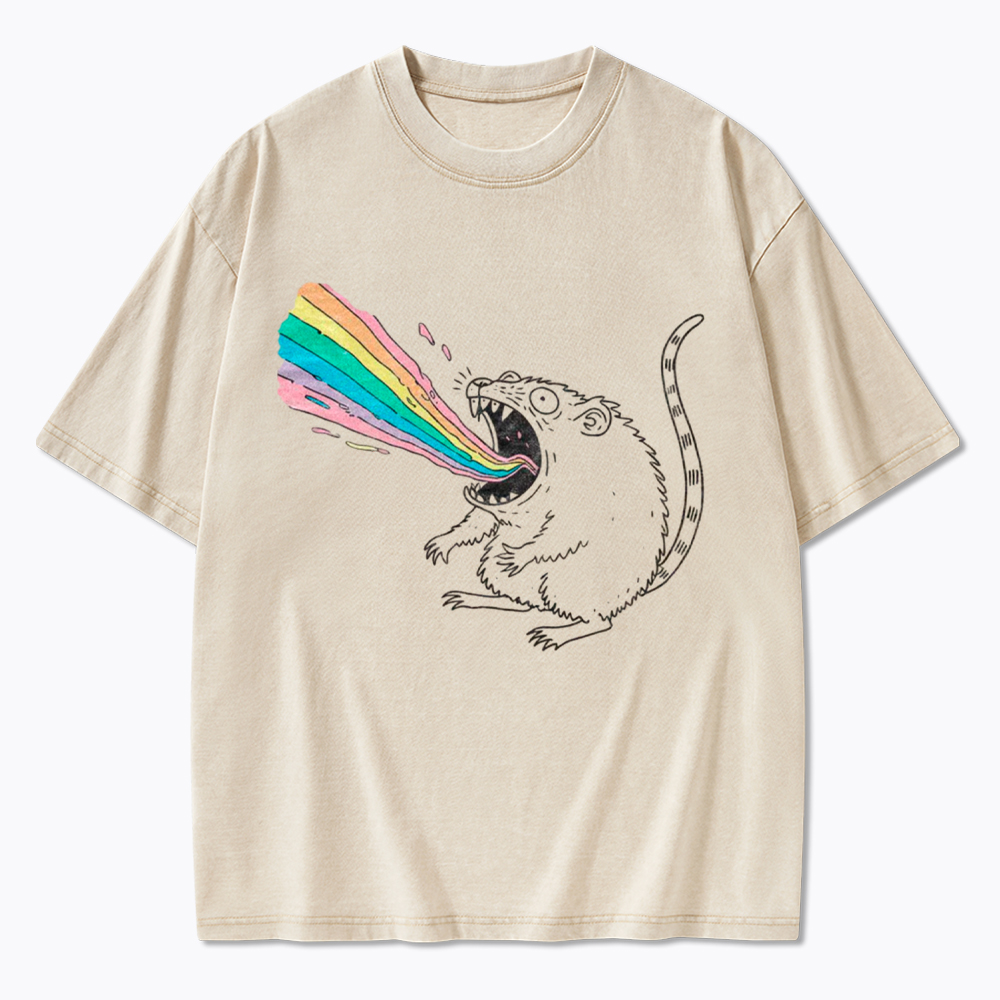 Rainbow Possum Puke Washed T-Shirt