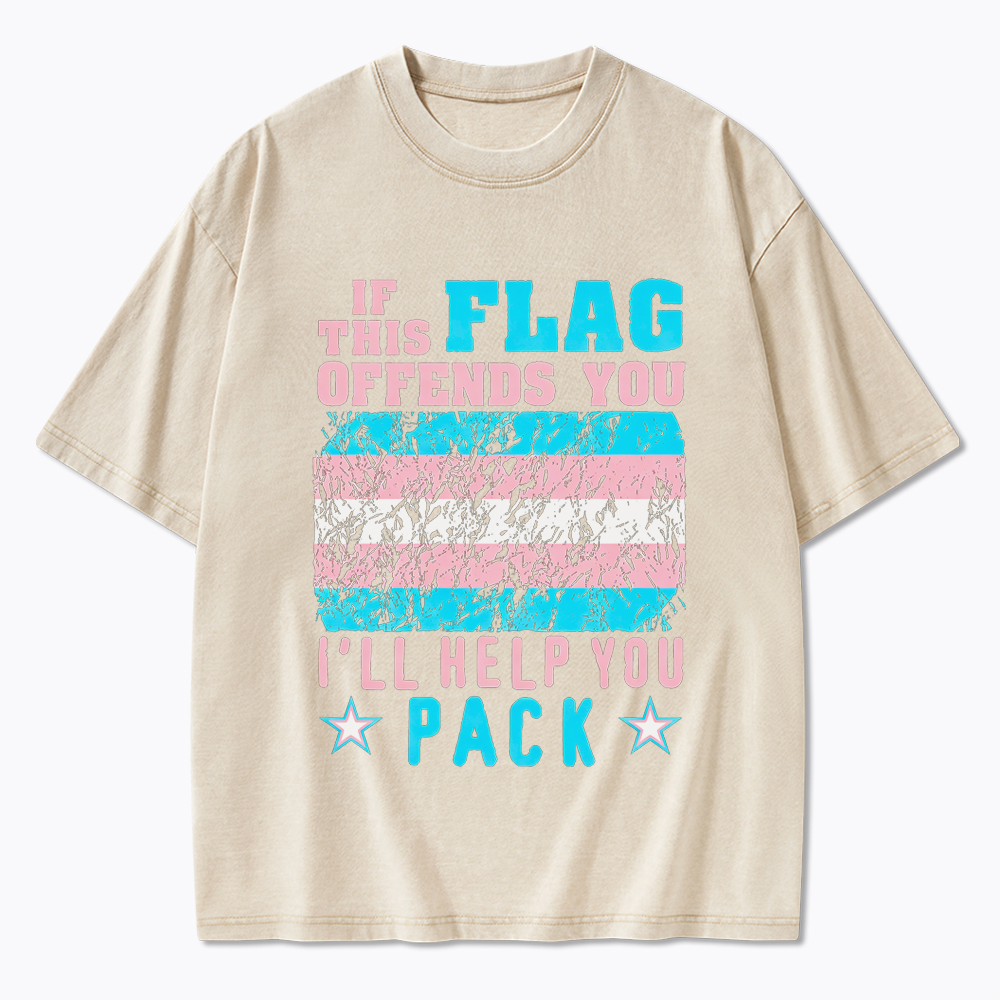 If This Flag Offends You I'll Help You Pack Washed T-Shirt
