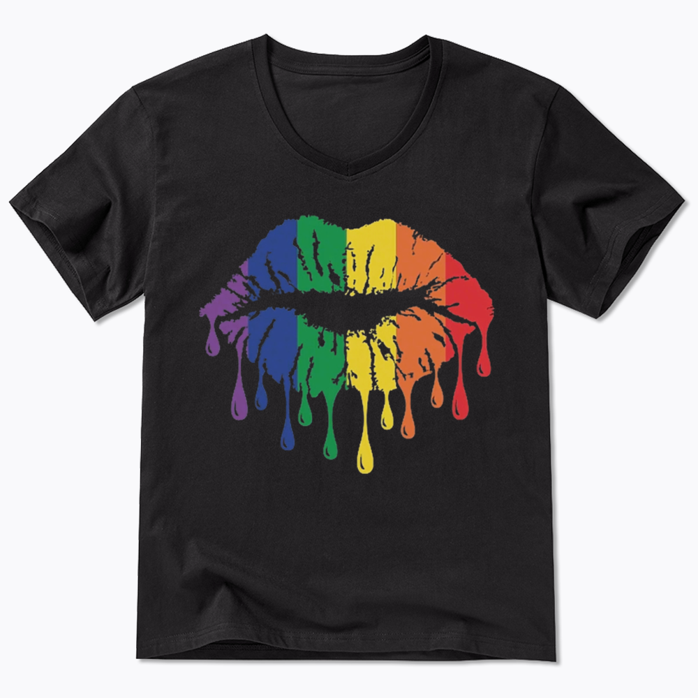 Rainbow Lips V-Neck Classic T-Shirt
