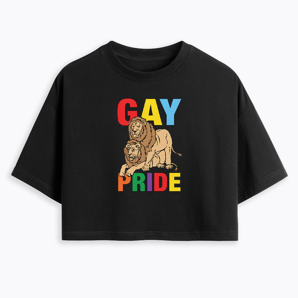 Funny Gay Pride Lion  Cropped T-Shirt