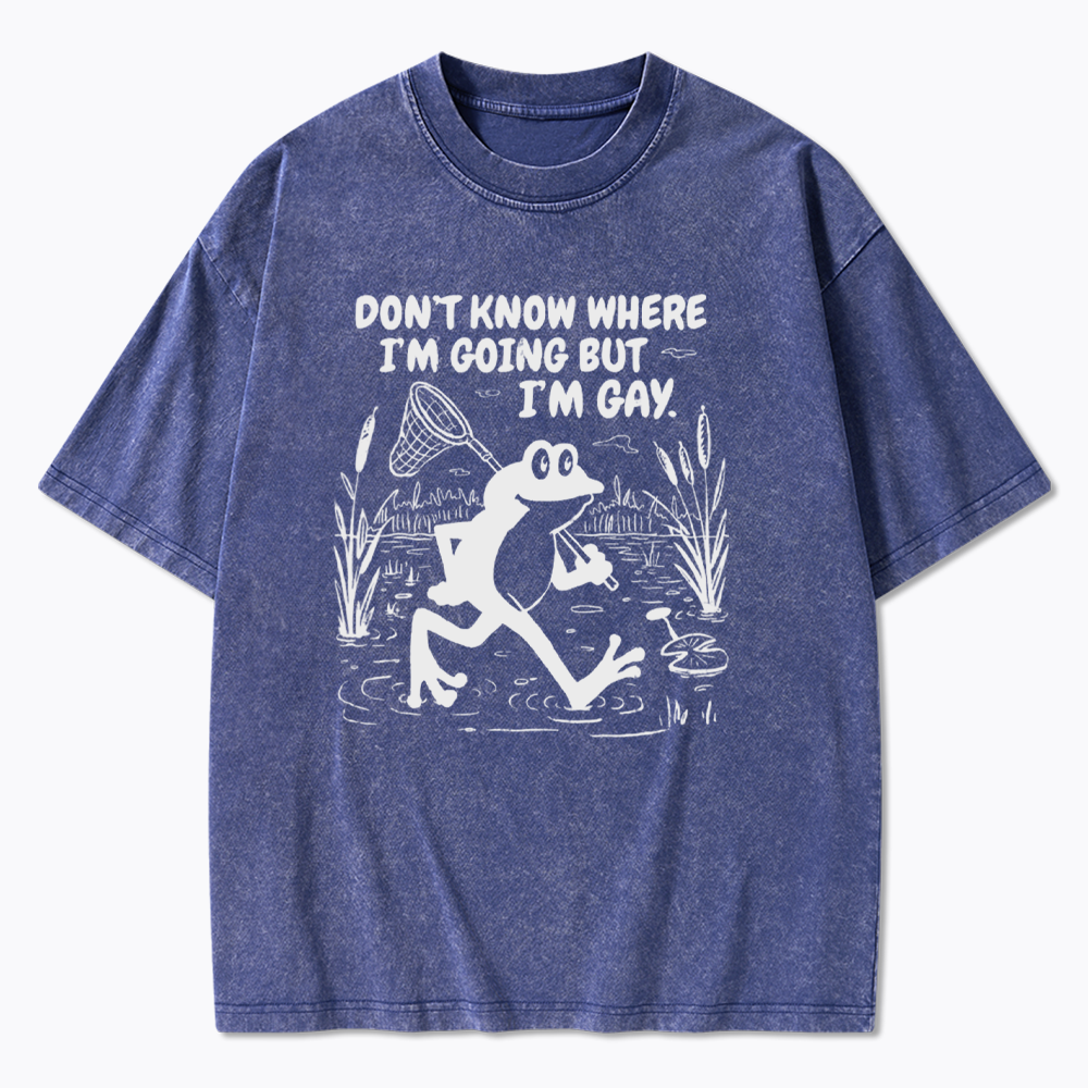 Vintage Gay Frog Graphic Washed T-Shirts