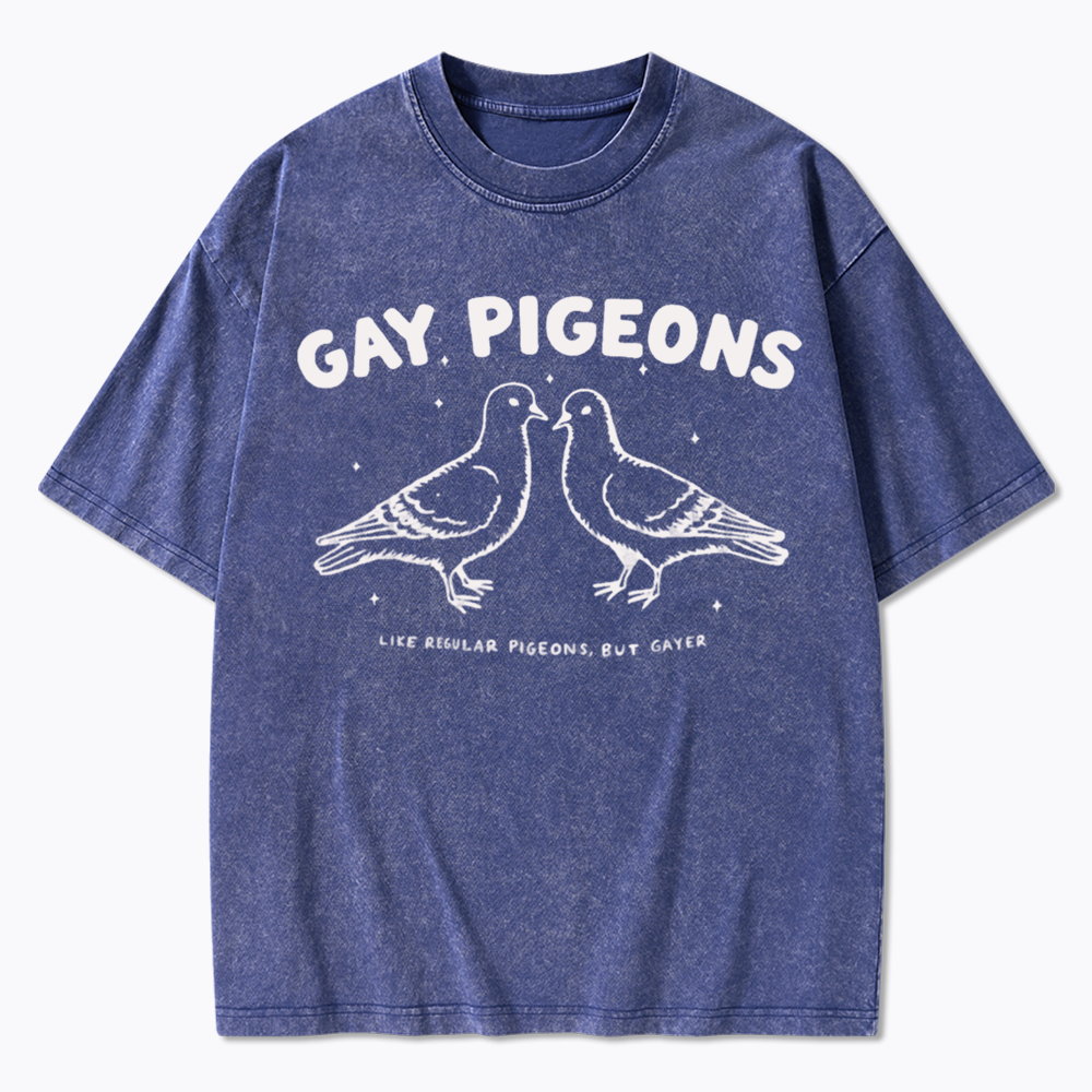 Gay Pigeons Washed T-Shirts