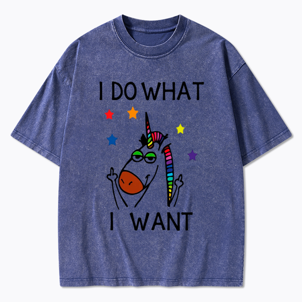 I Do What I Want Unicorn Lesbian Gay LGBTQ+ Washed T-Shirt