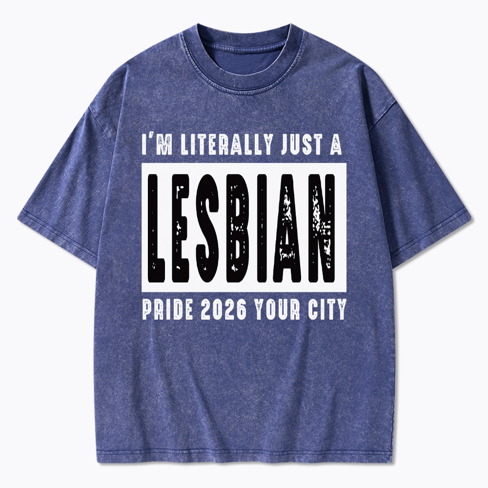 Personalized Location Lesbian Pride Washed T-Shirt
