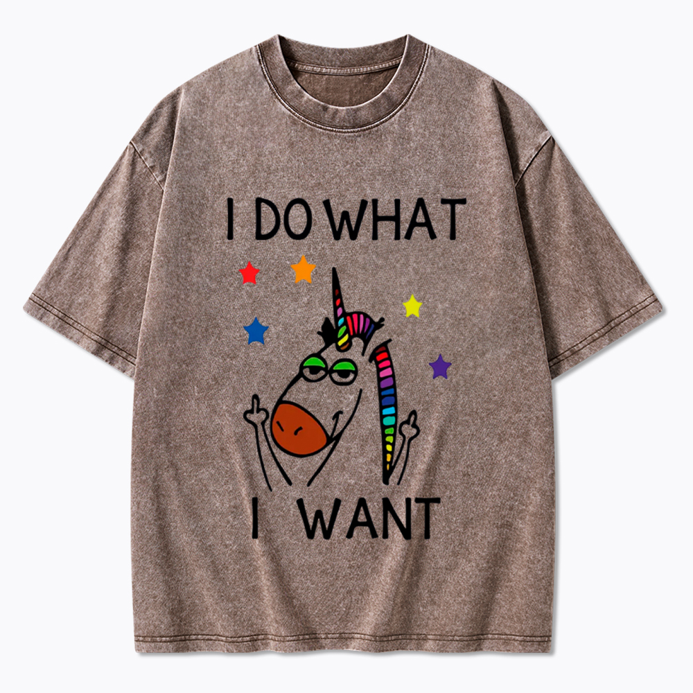 I Do What I Want Unicorn Lesbian Gay LGBTQ+ Washed T-Shirt