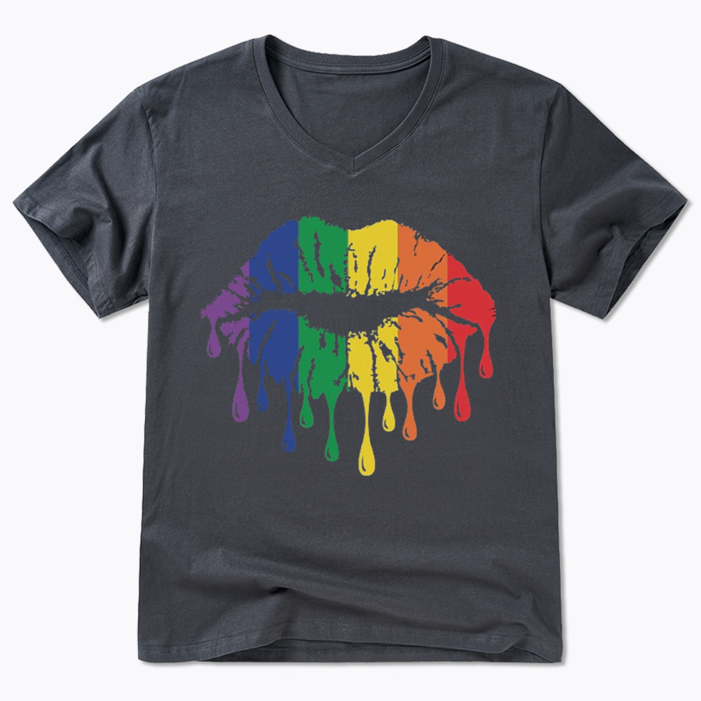 Rainbow Lips V-Neck Classic T-Shirt