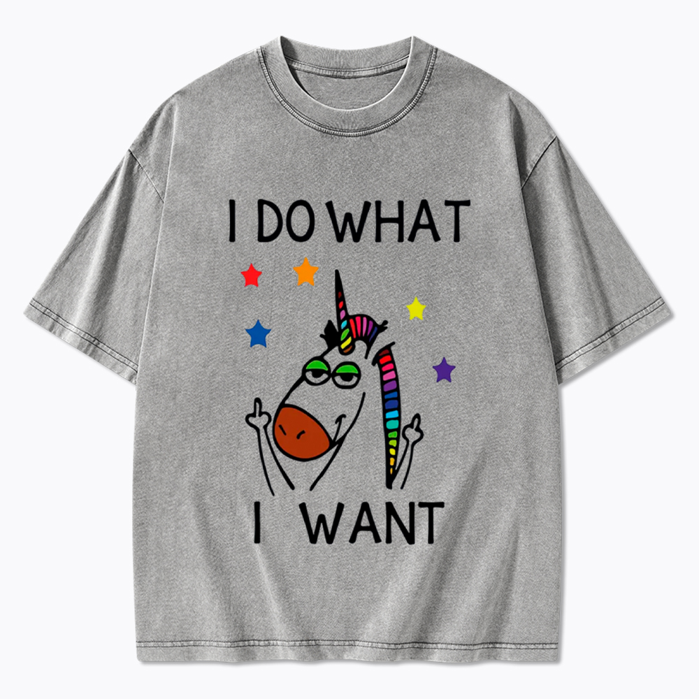 I Do What I Want Unicorn Lesbian Gay LGBTQ+ Washed T-Shirt
