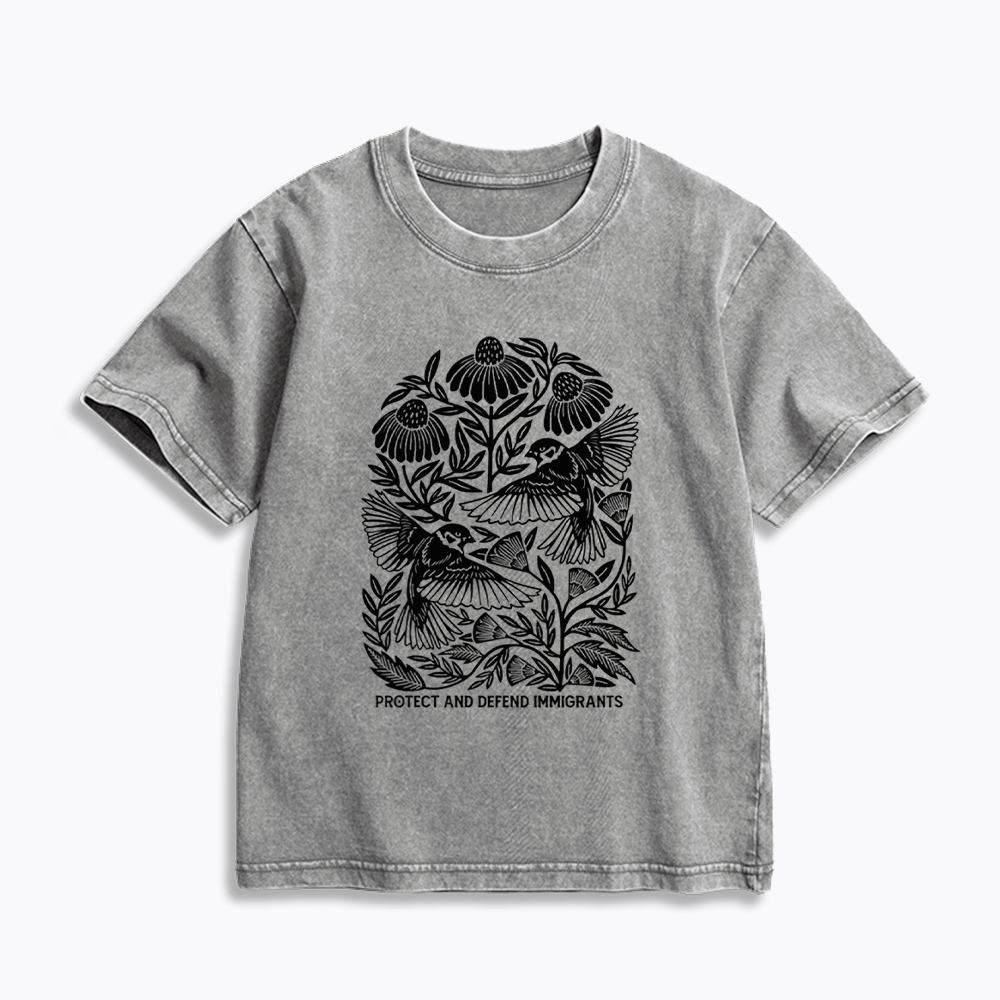 Protect and Defend Immigrants Kids Washed T-Shirts