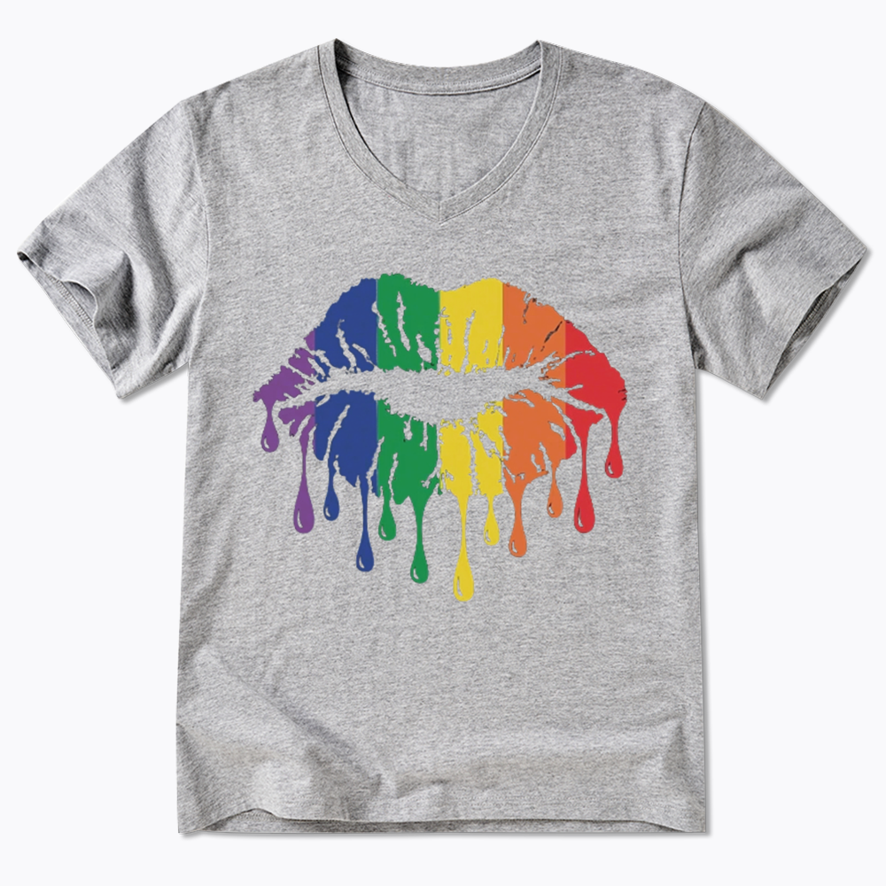 Rainbow Lips V-Neck Classic T-Shirt