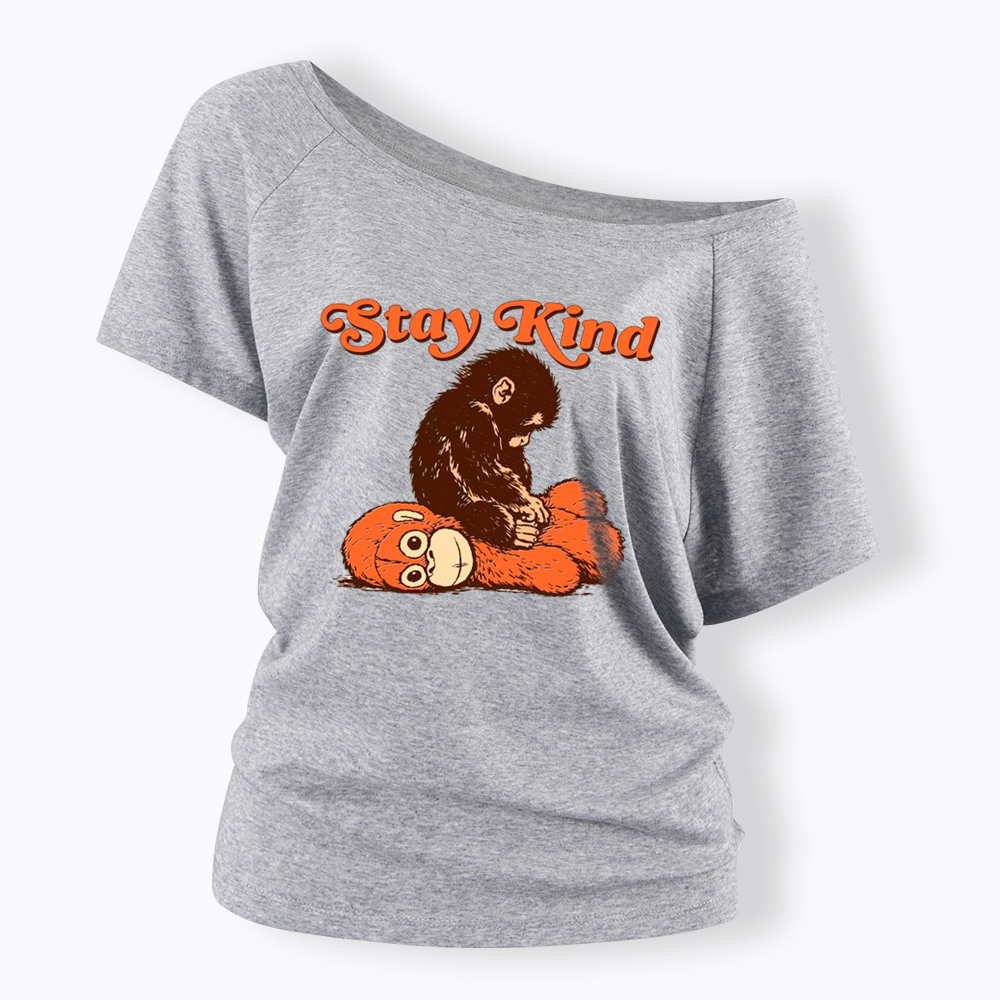 Punch Monkey Stay Kind Off Shoulder T-Shirt