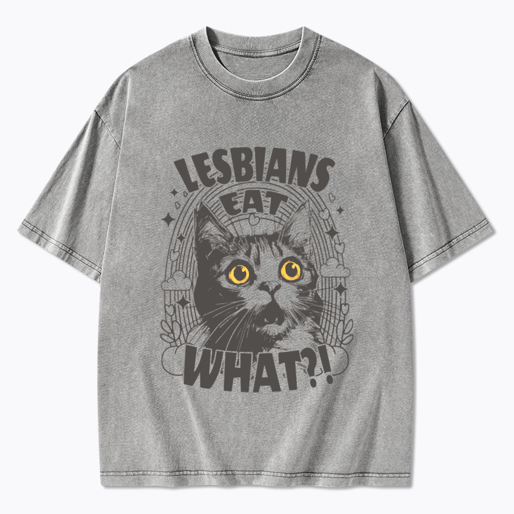 Cat LGBTQ Lesbians Eat what Washed T-Shirt
