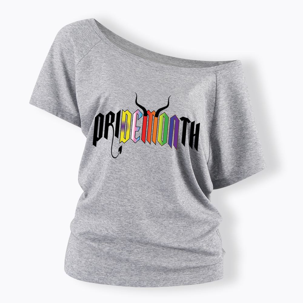 Pridemonth Demon Vibes Rainbow  Off Shoulder T-shirt
