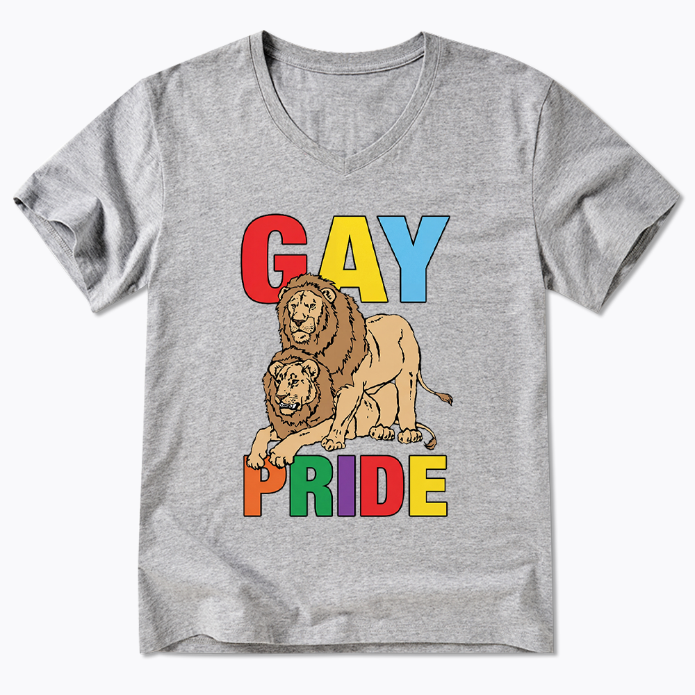 Funny Gay Pride Lion  V-Neck Classic T-Shirt