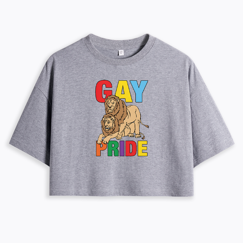 Funny Gay Pride Lion  Cropped T-Shirt
