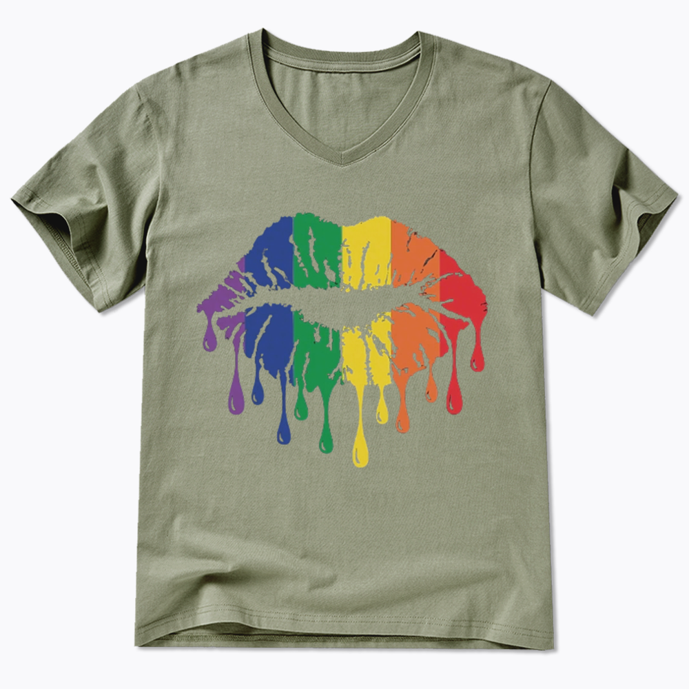 Rainbow Lips V-Neck Classic T-Shirt