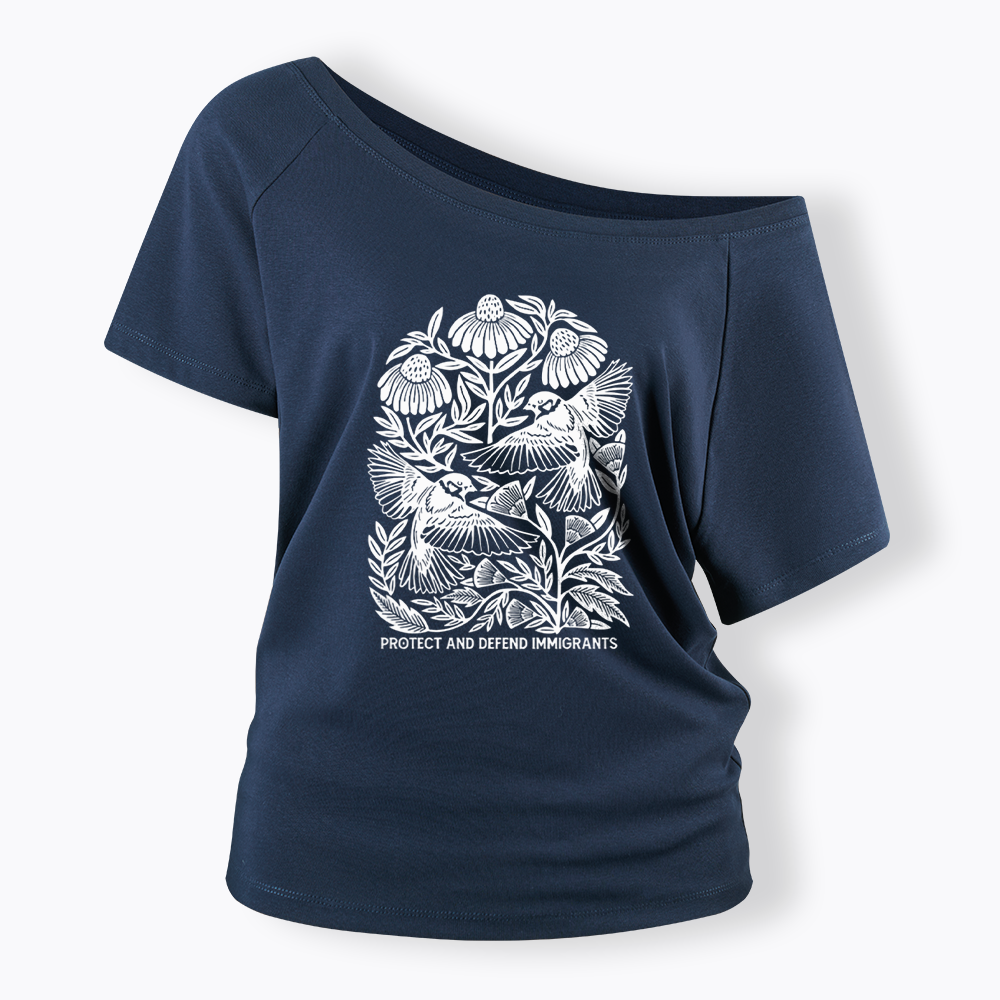 Protect and Defend Immigrants Off Shoulder T-shirts