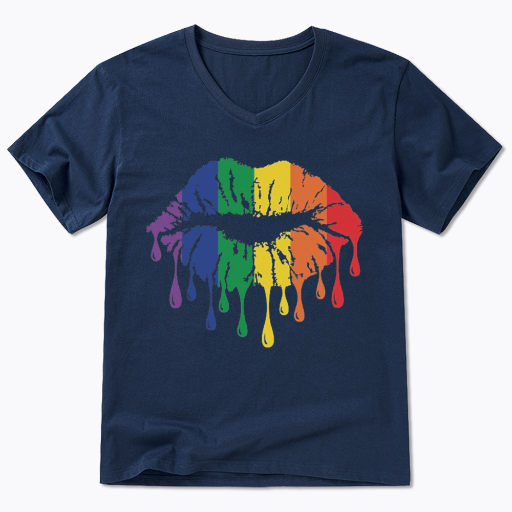 Rainbow Lips V-Neck Classic T-Shirt