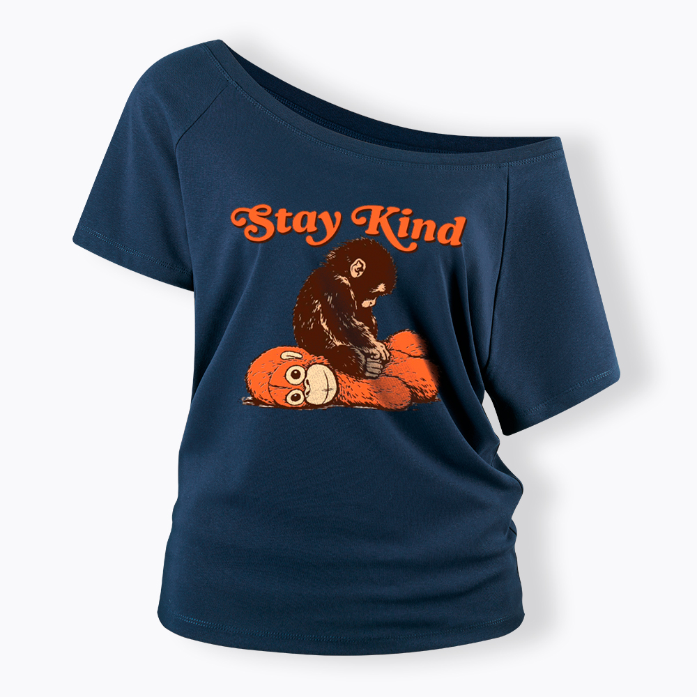 Punch Monkey Stay Kind Off Shoulder T-Shirt