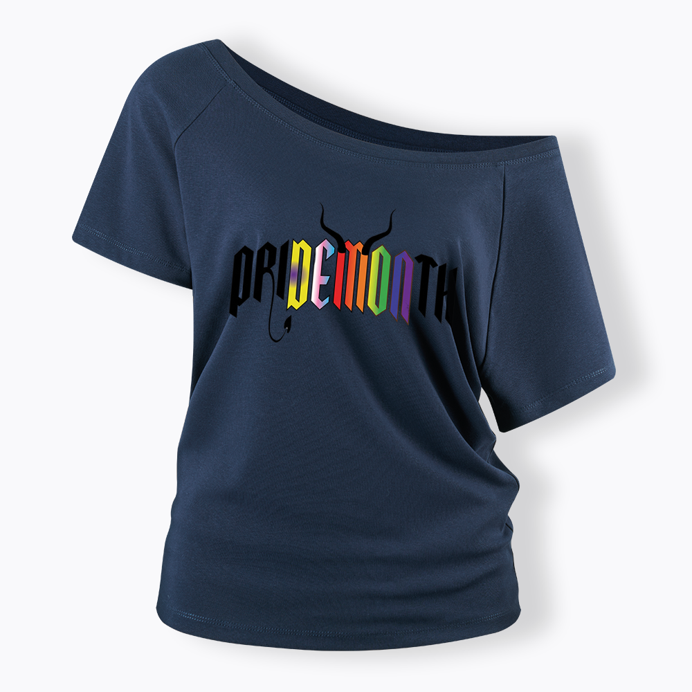 Pridemonth Demon Vibes Rainbow  Off Shoulder T-shirt