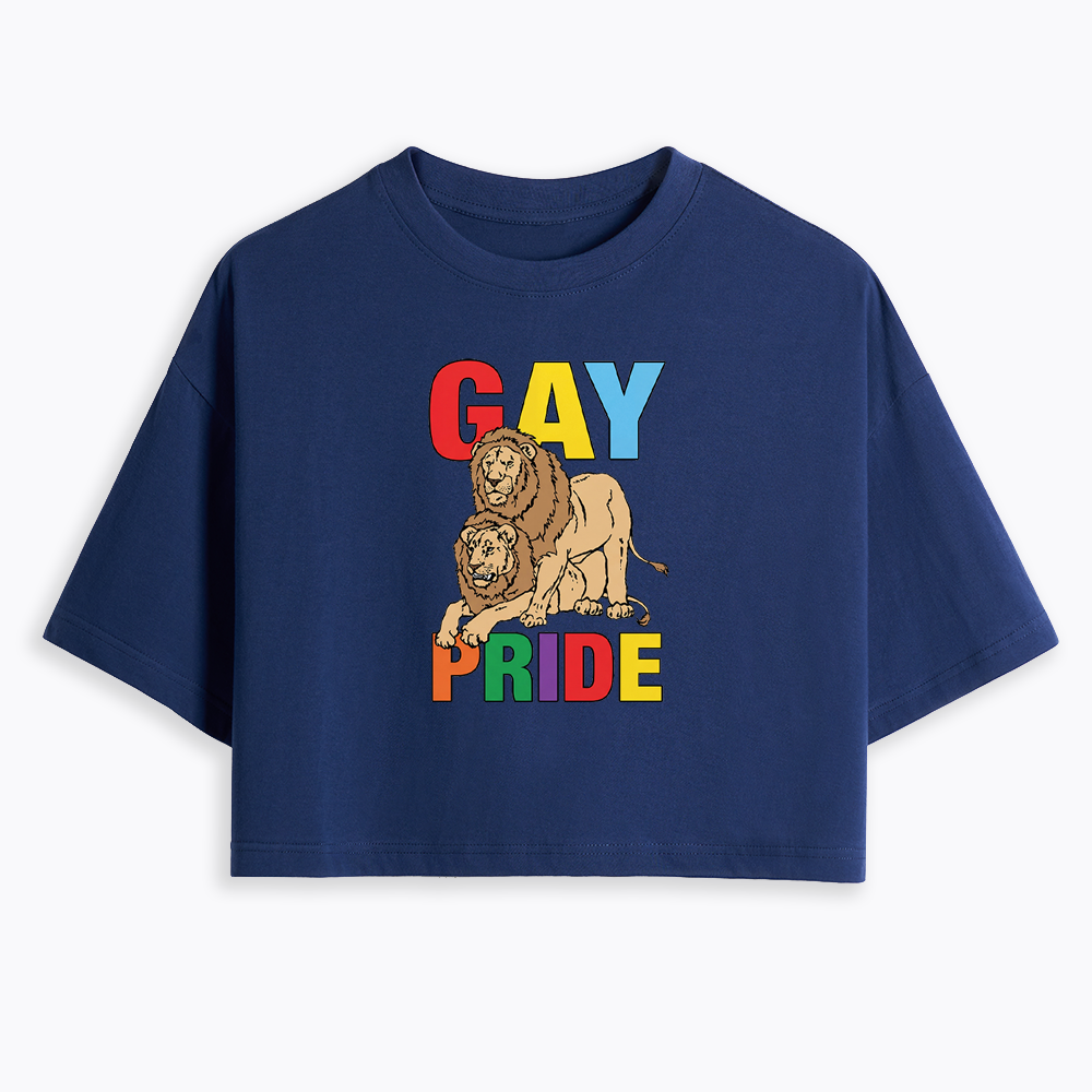 Funny Gay Pride Lion  Cropped T-Shirt