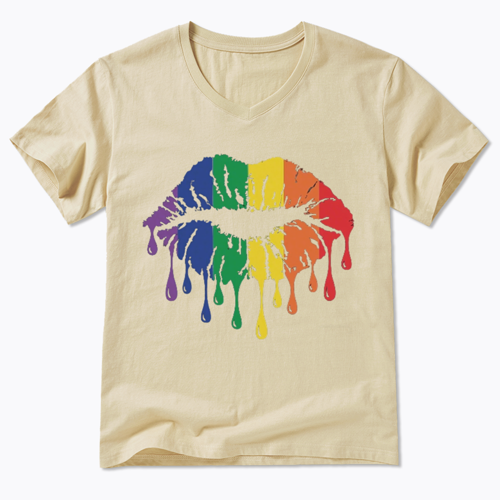 Rainbow Lips V-Neck Classic T-Shirt