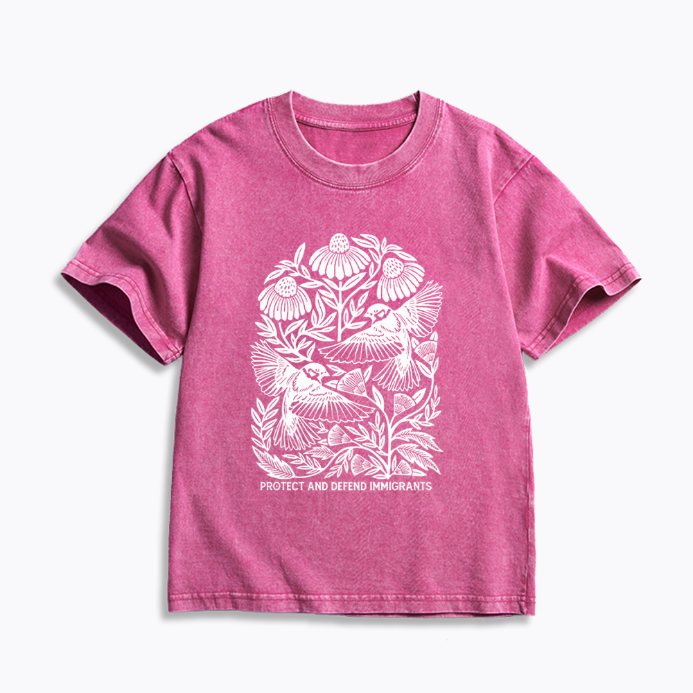Protect and Defend Immigrants Kids Washed T-Shirts