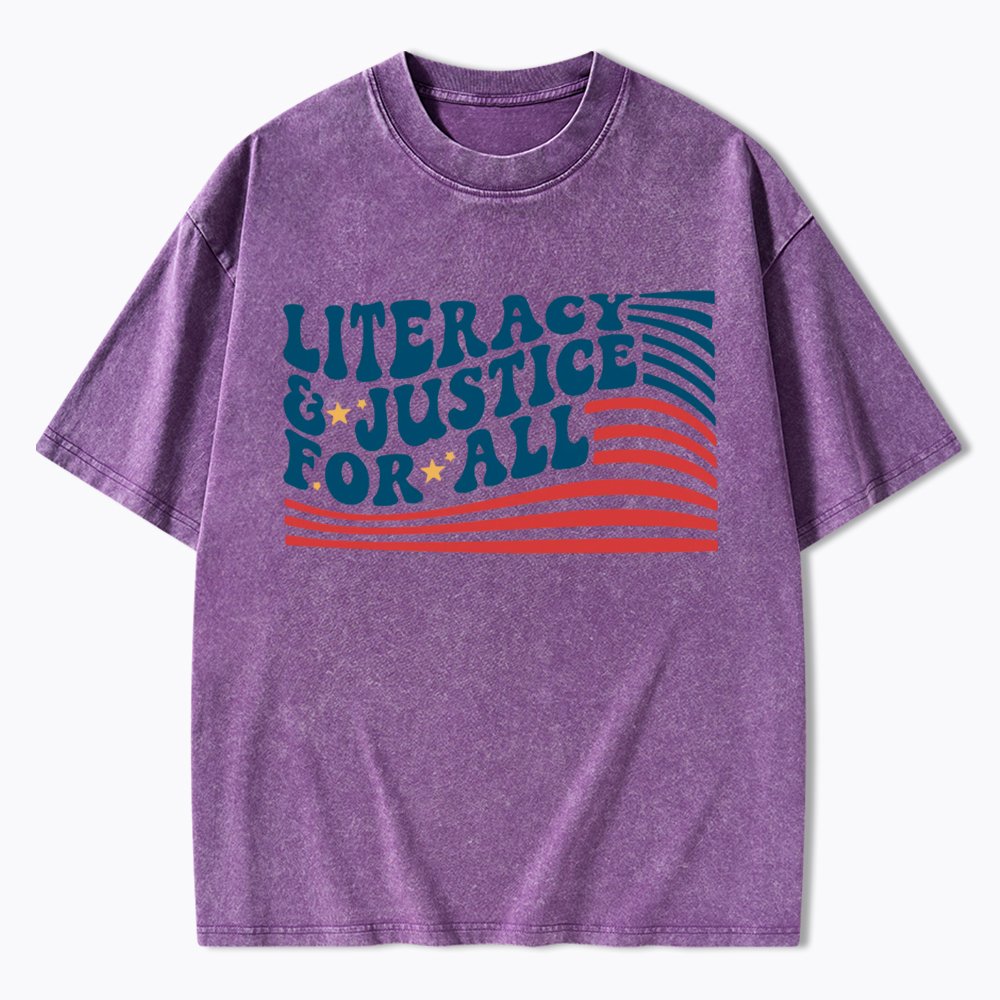 Literacy And Justice For All Washed T-Shirt