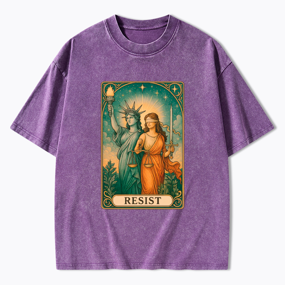 Resist Tarot Lady Justice & Liberty Washed T-Shirt