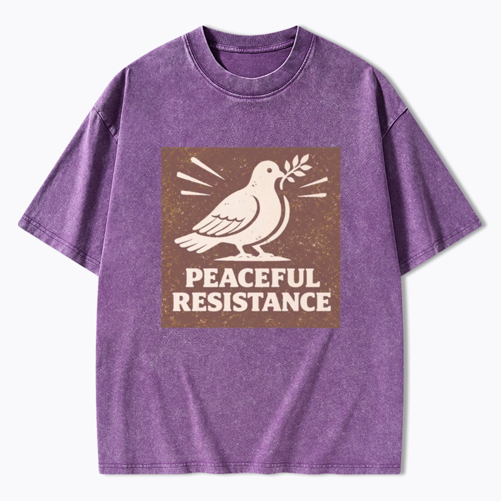 Peaceful Resistance Dove Protest  Washed T-Shirt