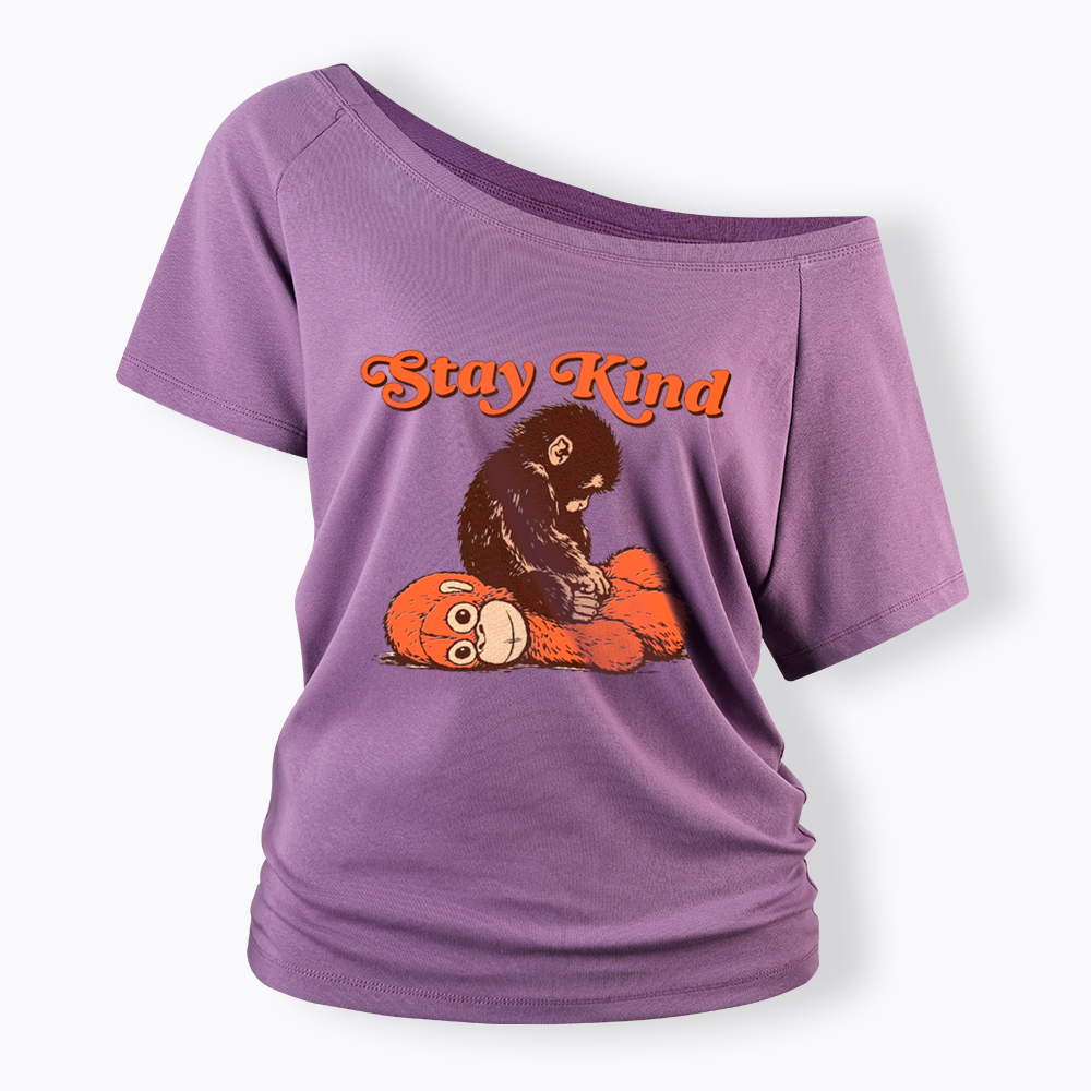 Punch Monkey Stay Kind Off Shoulder T-Shirt