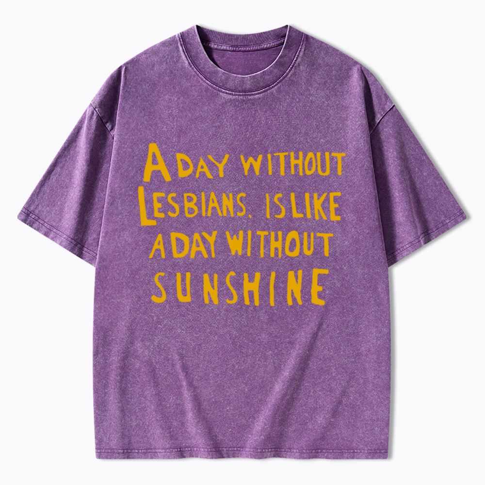 Day Without Sunshine Lesbian Washed T-Shirt
