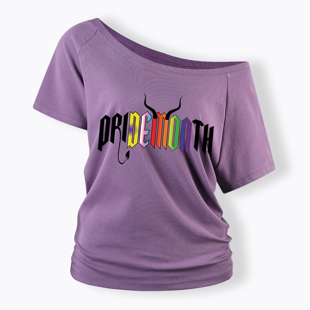 Pridemonth Demon Vibes Rainbow  Off Shoulder T-shirt