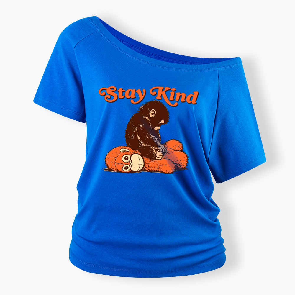 Punch Monkey Stay Kind Off Shoulder T-Shirt