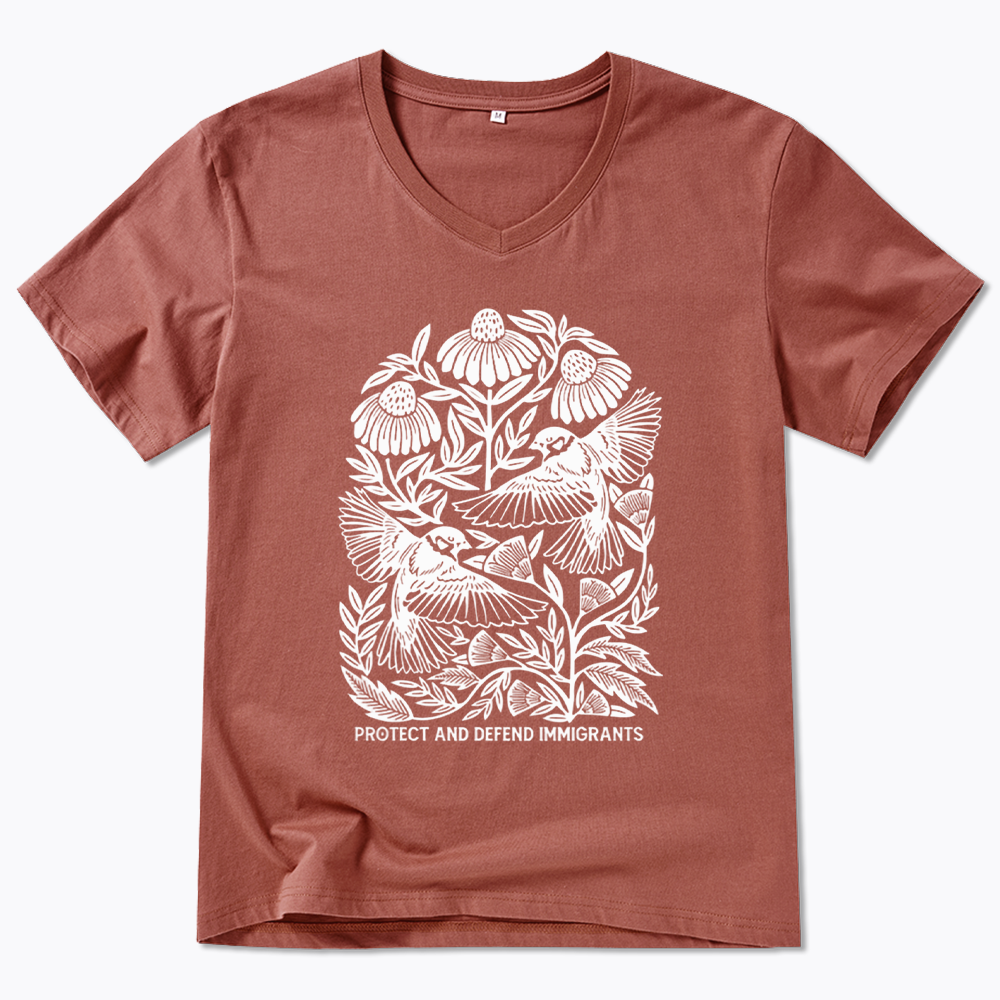 Protect and Defend Immigrants V-Neck Classic T-Shirts