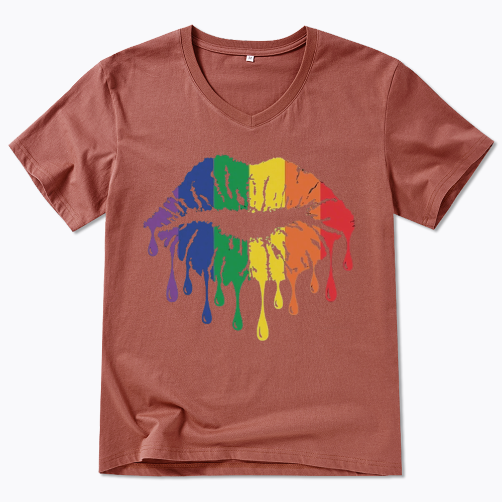 Rainbow Lips V-Neck Classic T-Shirt