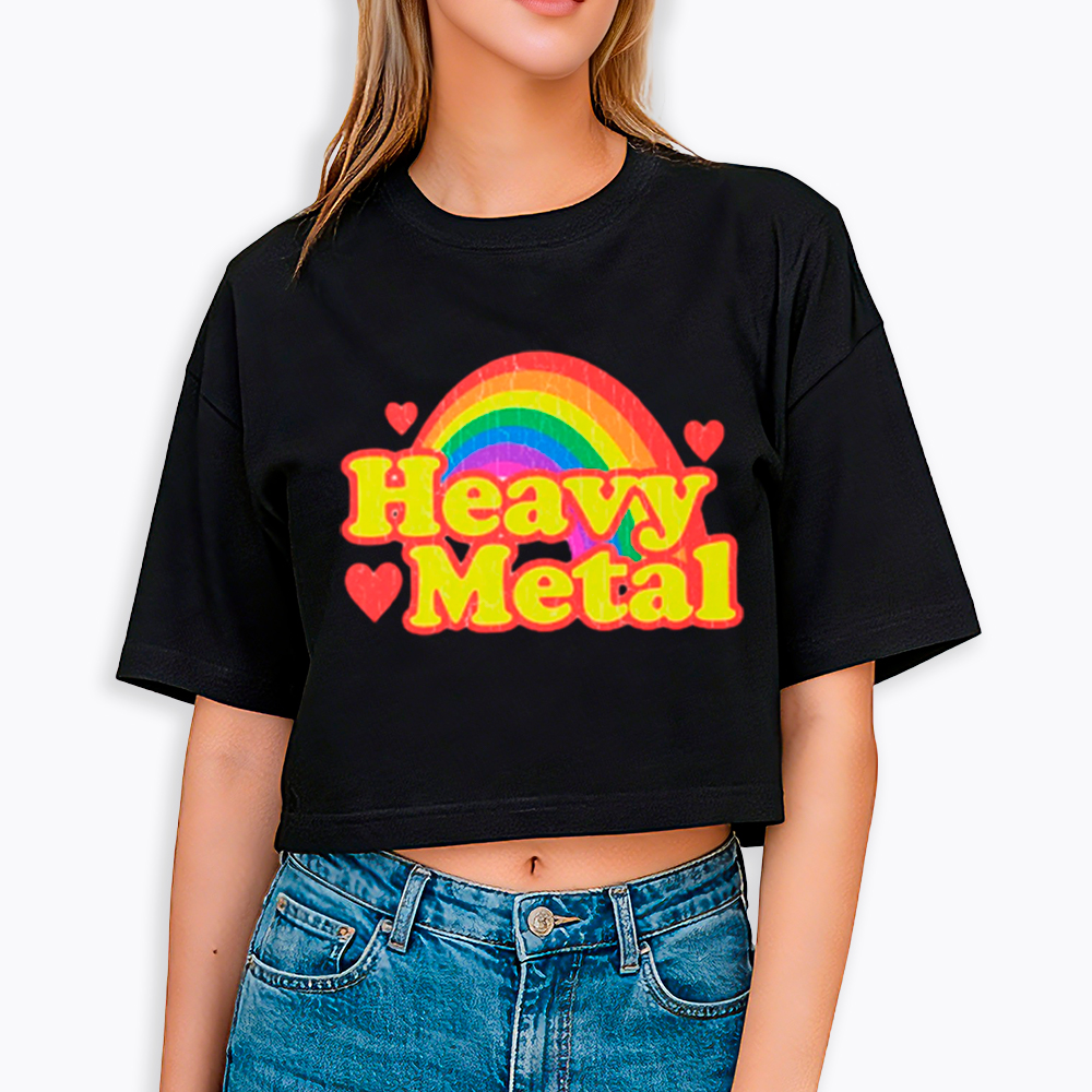 Funny Heavy Metal Rainbow Cropped T-Shirts