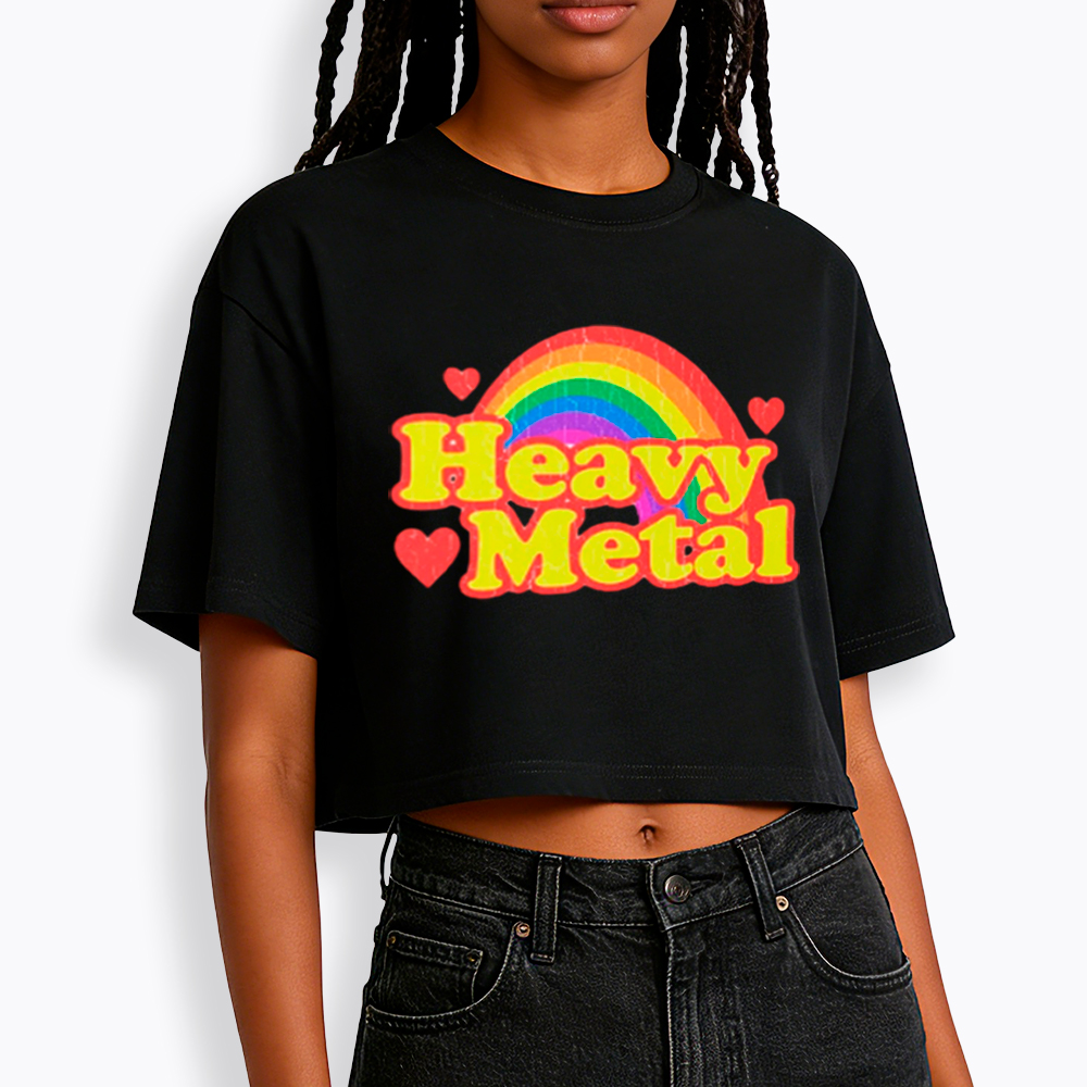 Funny Heavy Metal Rainbow Cropped T-Shirts