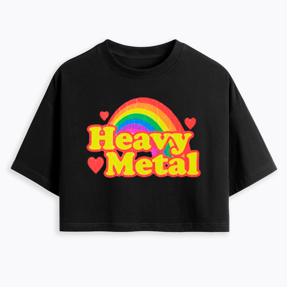 Funny Heavy Metal Rainbow Cropped T-Shirts